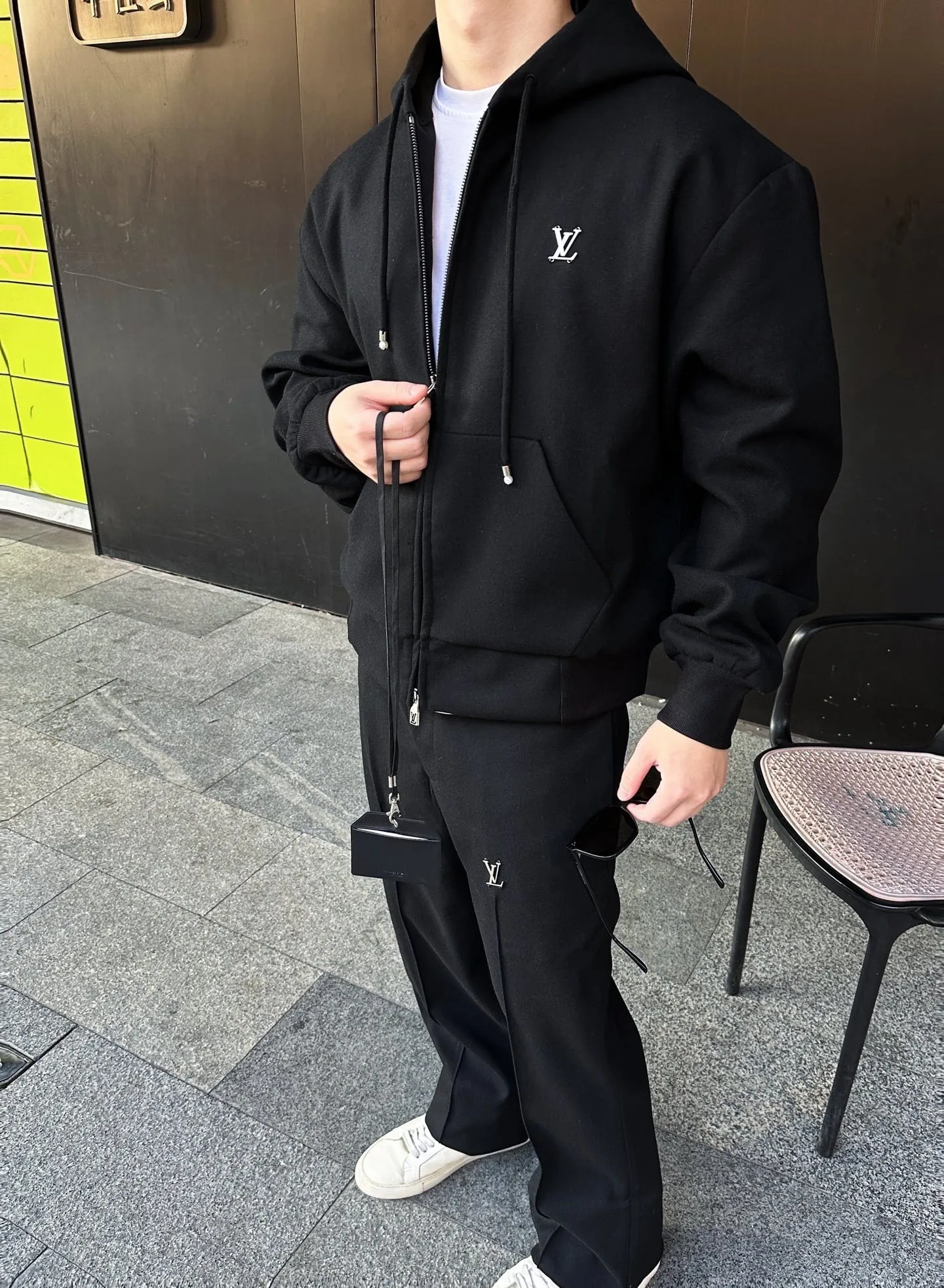 Louis Vuitton/Louis Vuitton 25Fw metal logo suit zipper hooded jacket